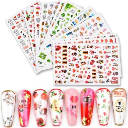 LCJ 1PC Butterfly Flower for Slider for Nail Art Decorations Sticker Water Transfer Decal Leaves Girl Manicure DIY Tips