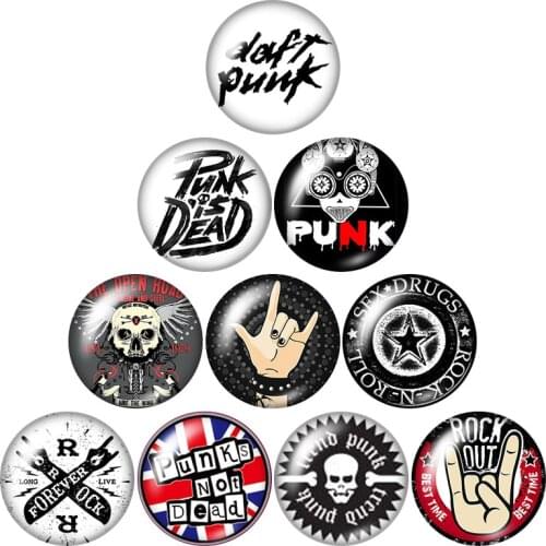 Punk Rock 10pcs mixed 12mm/16mm/18mm/25mm Round photo glass cabochon demo flat back Making findings ZB0336
