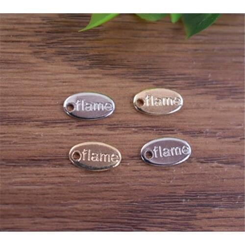 11x6mm 50pcs Two Colors Plated Letter Flame Charms Pendant For DIY Necklace Bracelet Jewelry Accessories