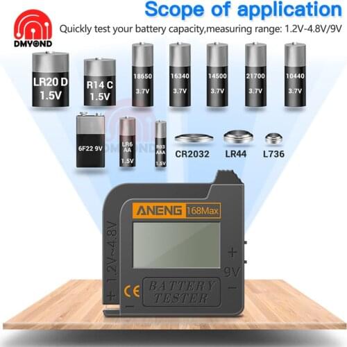 168Max Digital Lithium Battery Capacity Tester Universal test Checkered load analyzer Display Check AAA AA Button Cell