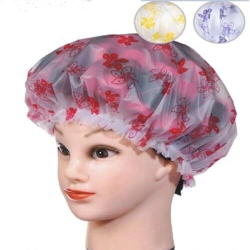 2 pcs Professional New Reusable Thick Women Shower Bath Shower Hair Cover Adults Waterproof Double Layer Bathing Wholesale Caps