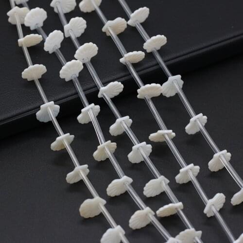 20pcs/lot Natural Seawater Shell Beaded Scallop White Pearl Shell Loose Beads for Making DIY Jewerly Necklace Accessories