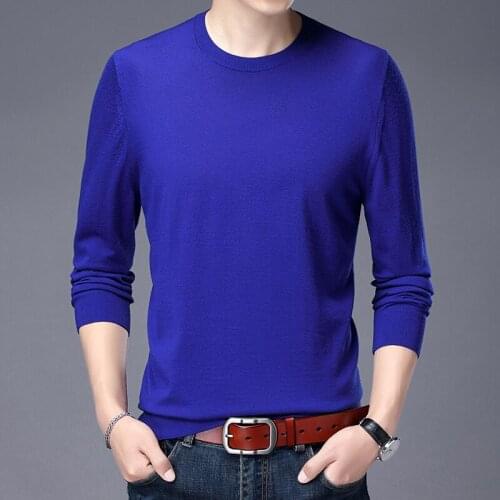 2021 Spring Autumn Men 100% Wool Sweater O-neck Man Knitted Long Sleeve Pure Cashmere Pullovers Soft Sweaters