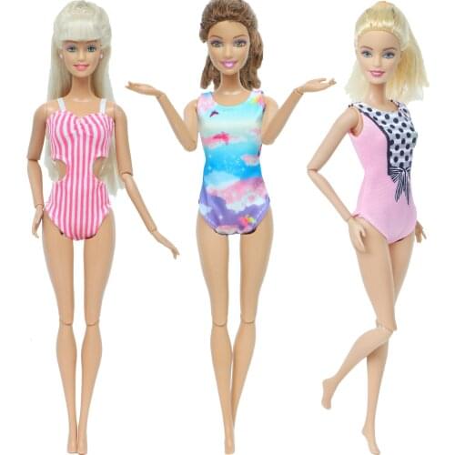 3 Set Summer Doll Swimsuit Colorful Bikini Striped Bow Outfit Beach Bathing Wear Clothes for Barbie Dolls Accessories Girl Toy