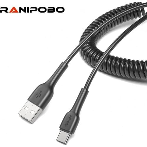 3A Spring USB C Charger Cable Type C Micro USB Extension Cable Mobile Phone Fast Charging Data Cable For Car Samsung Android