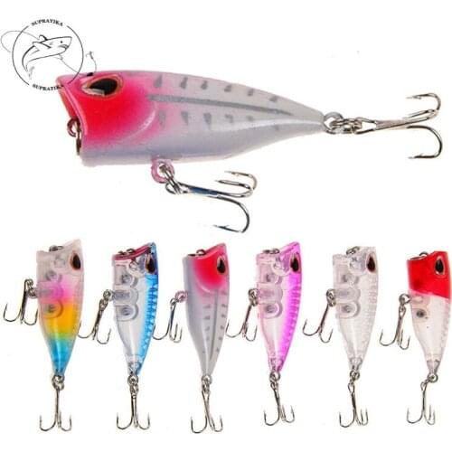 4cm/3g Bionic Mini Popper Professional Fishing Lure Hard Bait Lifelike 3D Eyes Anti-Corrosion High Quality Plastic Fishing Bait