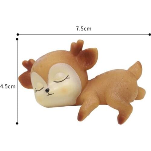 6Pcs Lovely Baby Deer Sleeping Figurines Toy Bedroom Car Desktop Ornaments