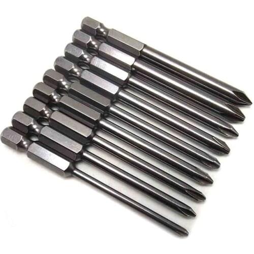 9pcs 75mm Impact Screwdriver Drill Bit Hex Torx Shank Cross Phillips Magnetic Antislip Long Bits Screw Driver Head Driver Bit