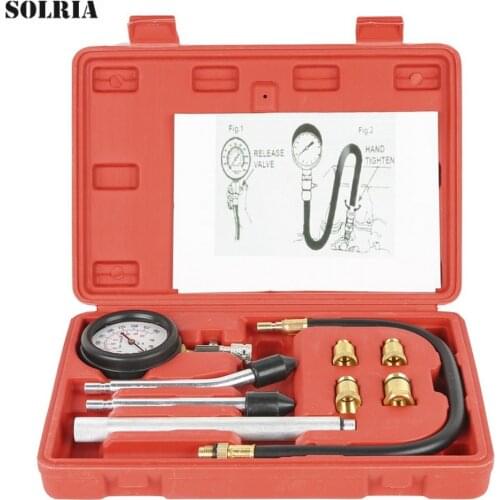 Car Pressure Gauge Tester Kit Motor Auto Petrol Engine Cylinder Motorcycle Pressure Gauge with Adapter Compression Tester Tools