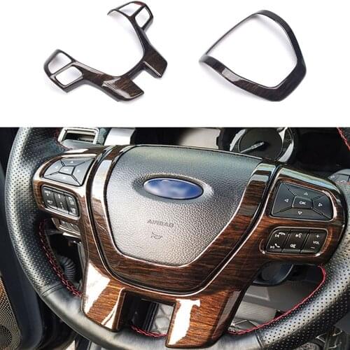 ABS Wood Grain Steering Wheel Frame Decorator Cover Fit For Ford Ranger Everest Endeavour 2015 2016 2017 2018 2019 2020 2021