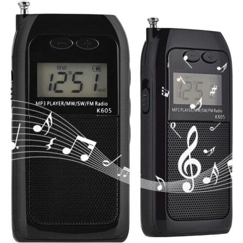 Portable Mini Radio LCD Digital FM AM Shortwave Receiver Radio Multifunctional Stereo MP3 Player Radio Receiver K-605