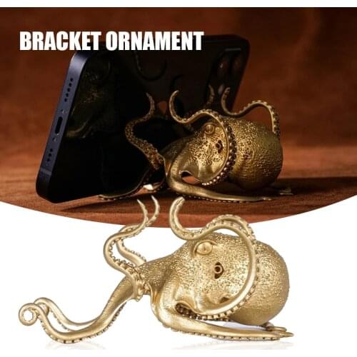 Octopus Holder Golden Animal Shape Cell Phone Holder Desk Phone Stand Artwork for Home Office SCIE999