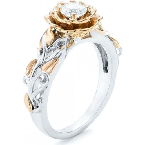 ERLUER New Trendy Gold Silver Color Women Girls Party Crystal Zircon Flowers Finger Rings Fashion Wedding Bridal Jewelry Ring