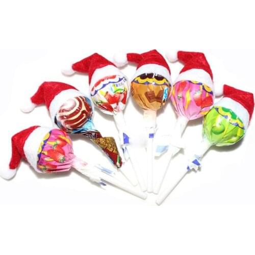 JX-LCLYL 6/12/30pc Mini Christmas Lollipop Santa Claus Hats Lollypop Cap Wrap Party Decor