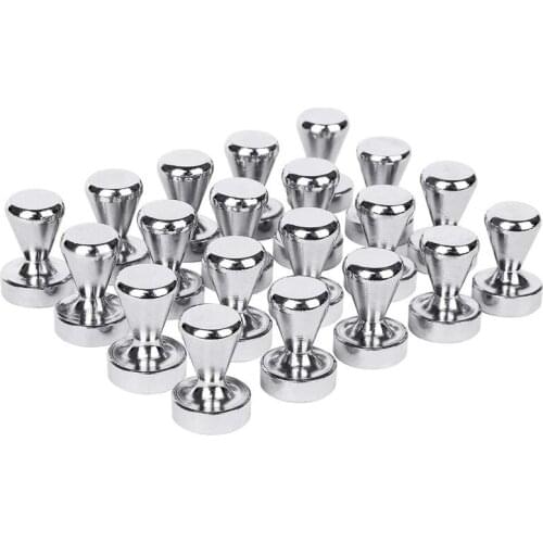 Push Pins 20 pack ,Silver Magnets, Brushed Nickel Push Pin Strong Magnets for Refrigerator,Whiteboard, Map, Calendar and More