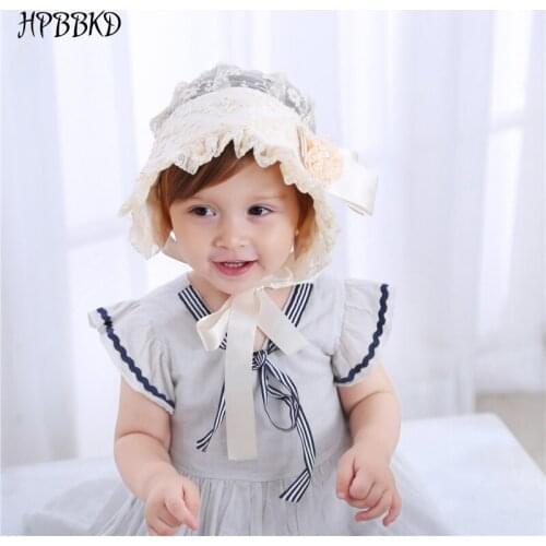 HPBBKD baby girls lace beanies mesh cap baby flower hat newborn toddle baby cap girl sun hat GH371