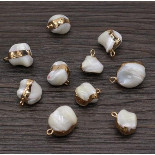 5Pcs New Style Natural Shell Mini Pendant Irregular Dilded For Jewelry Making DIY Necklace Bracelet Anklet Accessory
