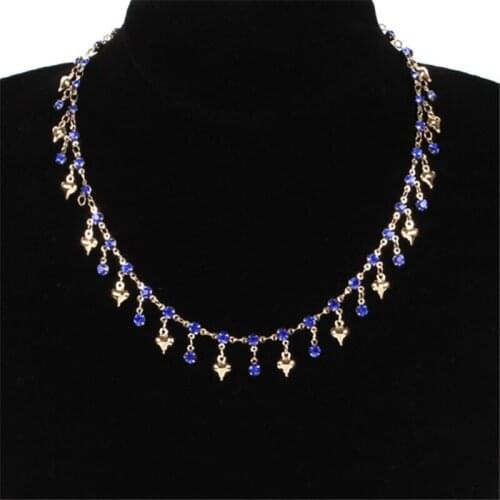 Fashion Tiny Heart delicate blue personalized zircon necklace Gold necklace women pendant jewelry accessory gift necklace