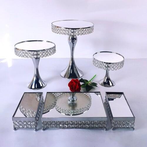 3-9pcs Silver Metal Cake Stand Round Wedding Birthday Party Dessert Cupcake Pedestal Display Plate Home Decor