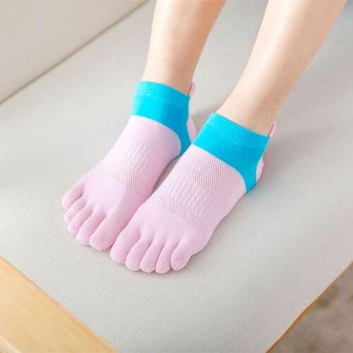 Toe Socks Women Five Fingers Socks100 Cotton Breathable Cotton Socks Sports Running Solid Color Yellow Blue Sock Female Sox Girl