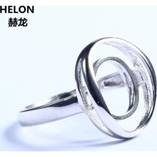 Sterling Silver 925 Engagement Wedding Ring for 10x14 or 14x18mm Oval Cabochon Semi Mount Fine Jewelry Setting Adjustable Open