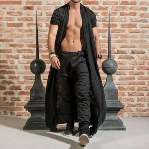 Autumn Mens Cardigan Solid Color Long Windbreaker Jacket and Ankle Long Cloak Mens Clothes Fashion Jackets Cosplay Costumes