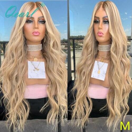 Transparent Clear Body Wave Lace Front Wig 13x6 Natural Women Human Hair Wigs Ashy Blonde Brown Highlights Remy Hair 150% Qearl