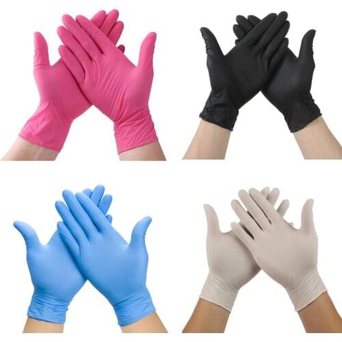 Nitrile Gloves 50/100pcs Pink Gloves Disposible Food Grade Waterproof Allergy Free Disposable Work Safety Gardening Black Gloves