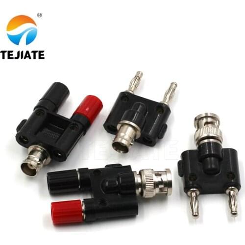 1PCS BNC Type Adapter To Double Wire Pillar/Banana Plug Transform Connector All Copper Nickel Plated