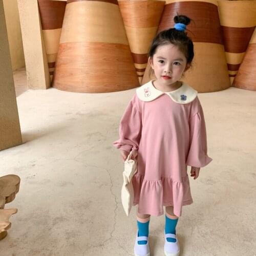 Baby Girl Dress Fashion Korean Autumn Long Sleeve Kids Dresses for Girls Cotton Casual Ruffle Toddler Child Clothing Girl Dress