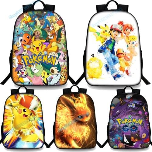 Pokemon School Bag Pikachu Charmander Bulbasaur SchoolBag Tote Bag Shoulder Bag Unisex Universal Christmas Children Day Gift