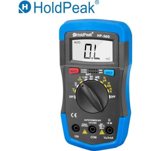 HoldPeak HP-36G 1999 Counts LED Display Auto Range Multimetro for DC AC Voltage and Current Resistance Diode hFE Battery tester