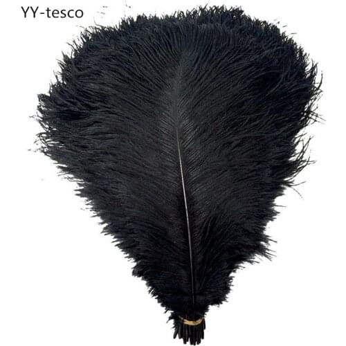 YY-tesco 10 Pcs/Lot Natural Black Ostrich Feathers For Crafts 15-75CM Carnival Costumes Party Home Wedding Decorations Plumes