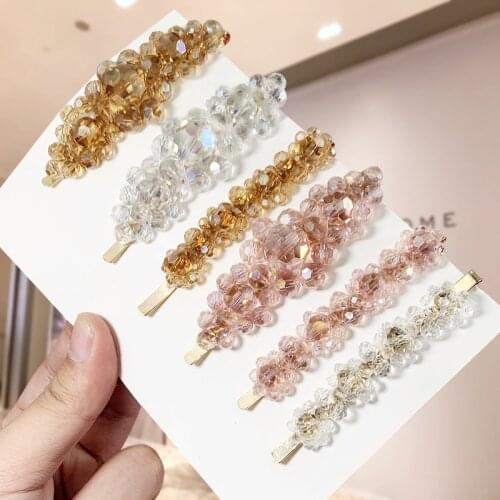 Korean Rhinestone Hairpins Hair Clips For Women Transparent For hair Side Modeling tool Fashion Hair accessories Headwear