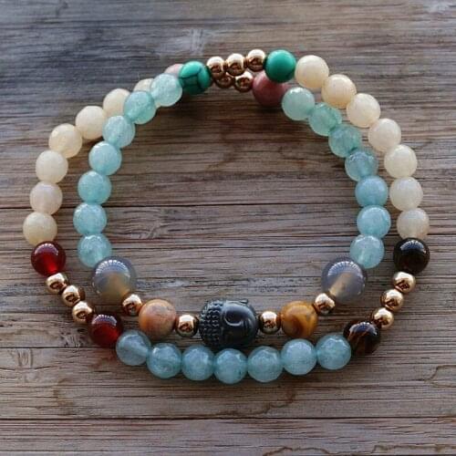 Natural stone bracelet & Hematite Buddha Bracelets for women jewelry