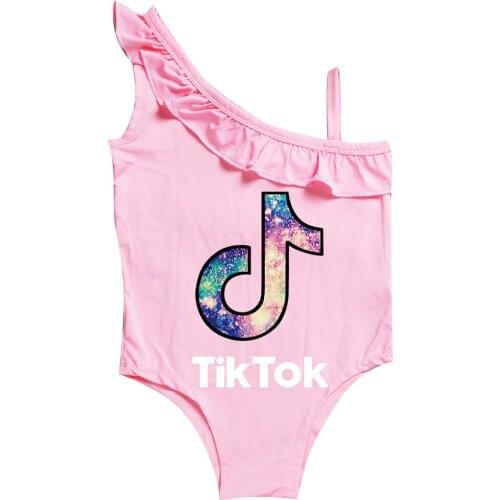 TIK TOK girls swimwear Bikini Kids swimsuit girls bath beach Party kid birthday wear cute