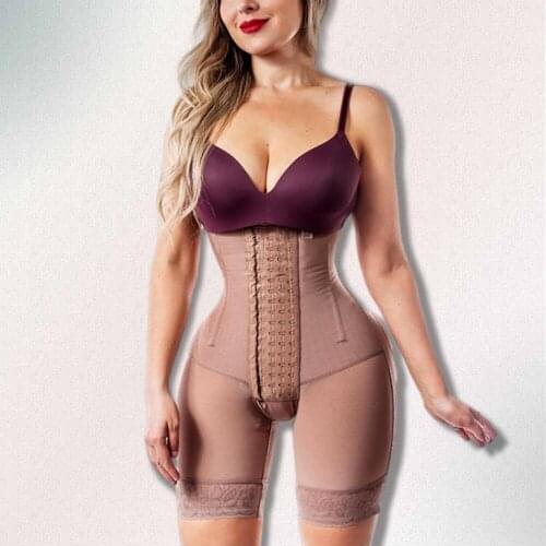 Woman Open Bust Tummy Control Shapewear Postpartum Body Shaper Post Liposuction Bodysuit Hook Eye High Waist Fajas