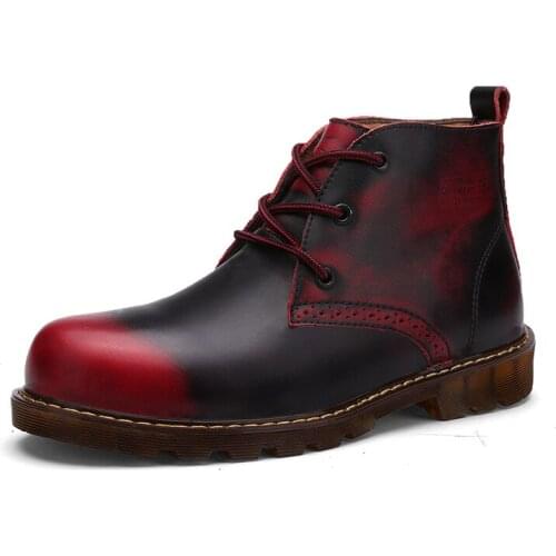 Plus Size 38-43 Winter Casual Men Boots England Trend Gaiters Leather Retro for Workers Men Boots Round Toe Men Boots