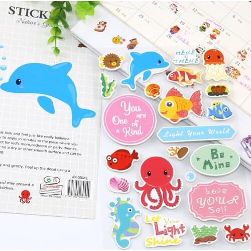 1 Sheet Colorful Undersea Fish World Decorative Sticker Decoration