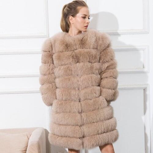 CNEGOVIK 2016 NEW hot sale woman real fox fur coat long fox fur coats blue fox fur jacket 80 cm