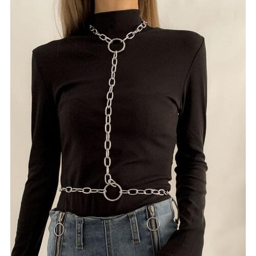 2021 Sexy Multi-layers Rhinestone Body Chain Necklace Body Jewelry for Women Simple Body Waist Long Necklace Accessories