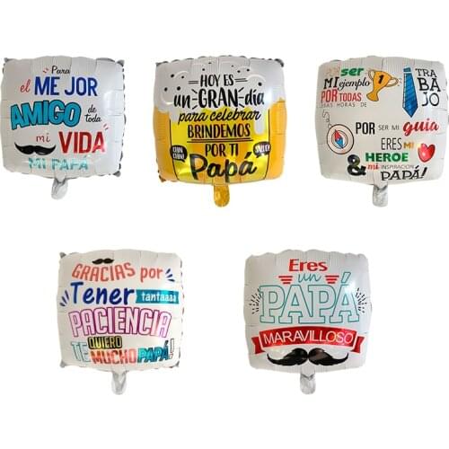 5pcs 18inch Spanish Happy Fathers Day Helium Globos Feliz Dia Super Papa Foil Balloons father mother Party Decoration Baloes