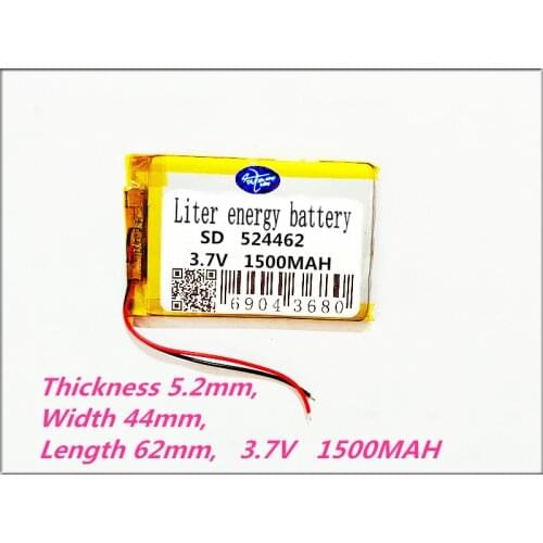 524462 3.7V 1500MAH Lithium Polymer Li-Po li ion Rechargeable Battery cells For Mp3 MP4 MP5 GPS mobile bluetooth