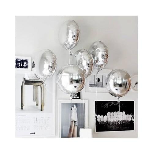 6pcs/lot 18inch Round Silver pure Color Foil balloons birthday wedding party Decor Supplies inflatable Decor Supplies