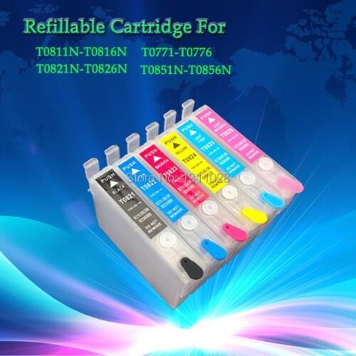INK WAY T0851-T0856 1390 T0851N-T0856N T60 Refillable ink cartridge for T60,1390 with ARC,1 Set, 6 PCS