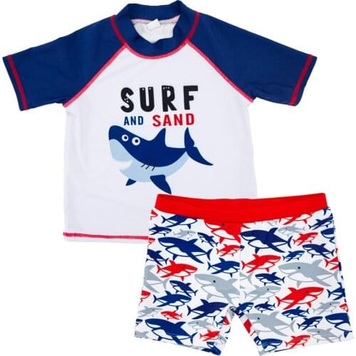 Kavkas Kids Boys Swimsuit Two Piece Cool Cartoon Printed Summer Children Swimwear 1-6 Years Beach Bath Swimming