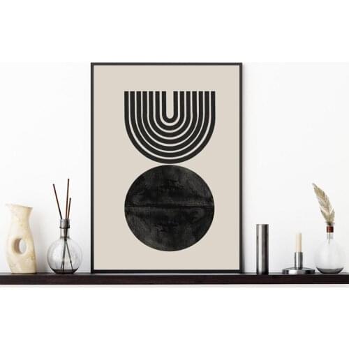 Geometric Abstract Design Painting Art Print Boho Mid Century Wall Art Canvas Picture Modern Minimalist Poster Living Room Decor