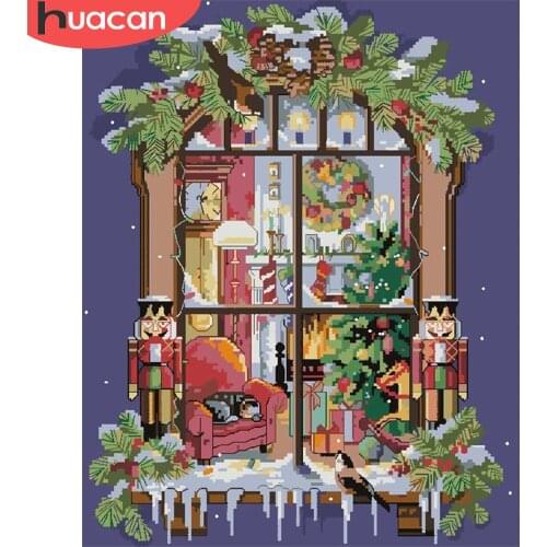 HUACAN Paint By Number Landscape Hand Painted Painting Gift DIY Pictures By Numbers Christmas Kits Drawing On Canvas Home Decor