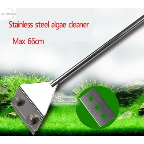 JFENGLI Aquarium stainless Steel glass algae cleaner erasing knife with replacement blades without blind angle Free Shipping
