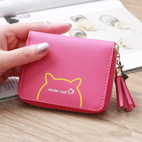 Korean Fashion Tassel Mini Wallet Women Zipper Pouch Bank Card Case Coin Pocket Purse Credit ID Card Holders Cover Bag XB297